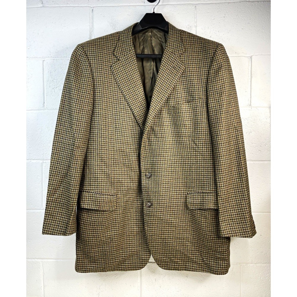 Vtg Ermenegildo Zegna Sport Coat Blazer Wool Mohair Houndstooth Switzerland 42R